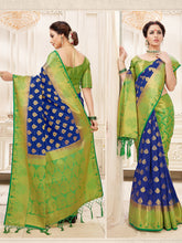 Navy Blue Banarasi Art Silk Woven Saree